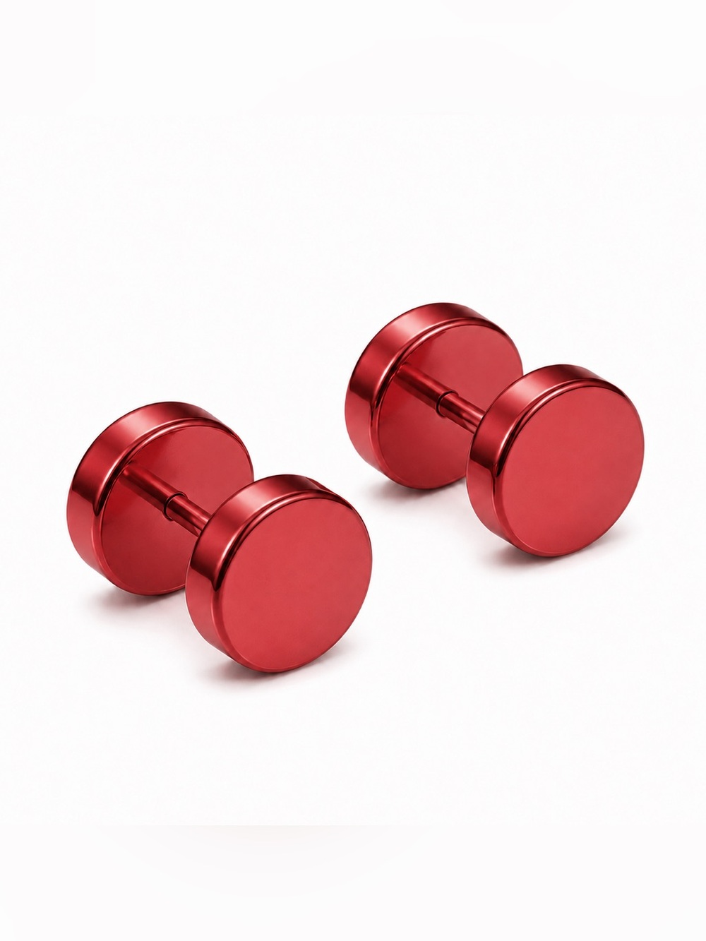 Red Stainless Steel Fake Plug Gauges Stud Earrings 20G 6mm